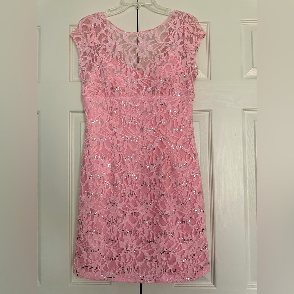 Adrianna Papell beautiful sparkling pink formal dress, size 8
